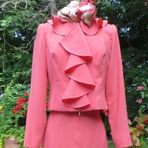 TRENDY MATCHING Doncaster Coral Wool 2-Piece Suit /sz. 2
